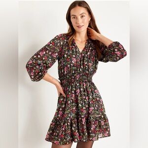 Old Navy Black Floral Long Sleeve Dress